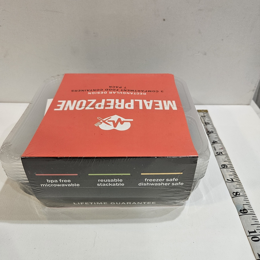 7 Rectangular 3-Compartment Food Containers - Picture 3 of 4